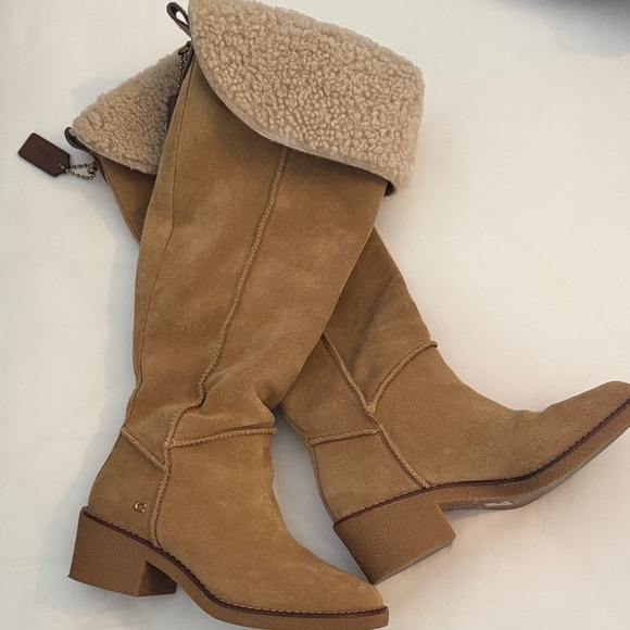Coach Shoes - Coach Suede and Shearling Knee-High Boots - Sz 6